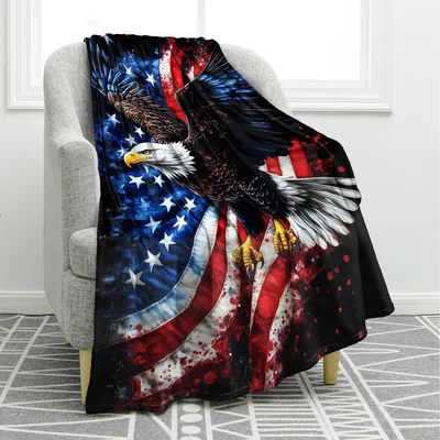 American Eagle Blanket: Bald Eagle Over the Flag