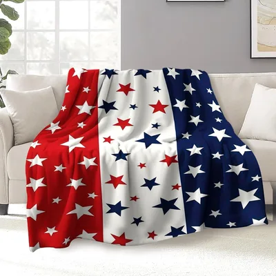Patriotic Stars Pattern Blanket: Red White and Blue Star Print