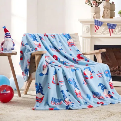 Patriotic Gnome Blanket for Red, White and Blue Cozy Nights