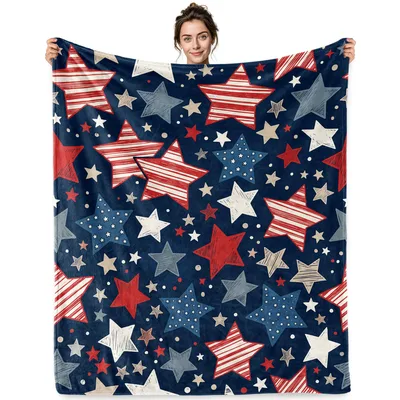 Patriotic Stars Pattern Blanket for Red, White and Blue Days