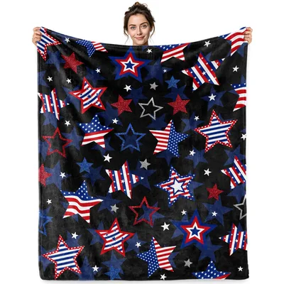 Patriotic Stars Red White Blanket for Cozy Days