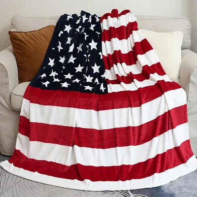 Navy Starfield Stripes Flag Blanket for Patriotic Homes
