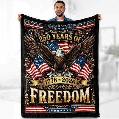 250th Anniversary Blanket with Eagle and Flags