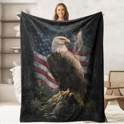Bald Eagle with American Blanket for Patriotic Homes