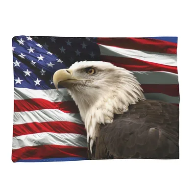 Majestic Eagle Over Waving Blanket for Flag Fans
