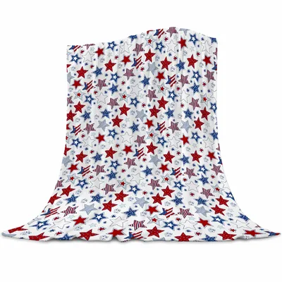 Red White Blue Blanket: Patriotic Stars Pattern for Summer