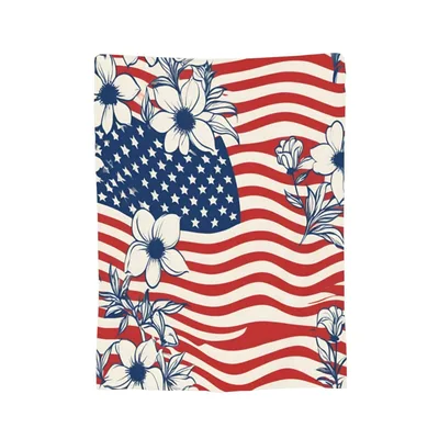 Patriotic Flag Floral Blanket for Your Home and Holidays
