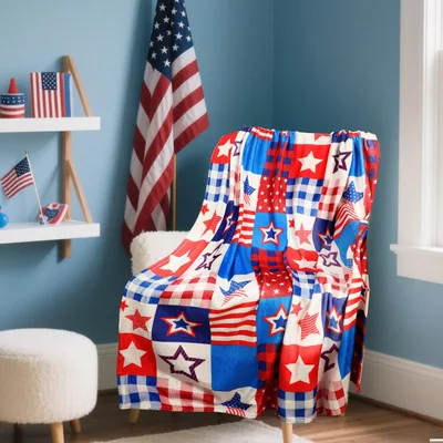 American Flag Patriotic Pattern Blanket for Red, White and Blue Days