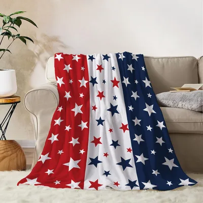Vertical Stripes of Stars Blanket for Patriotic Days
