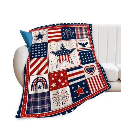 Patriotic Quilt Stars Blanket: American Flag Patchwork Design