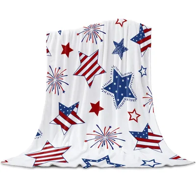 Patriotic Stars Fireworks Blanket for Summer Nights