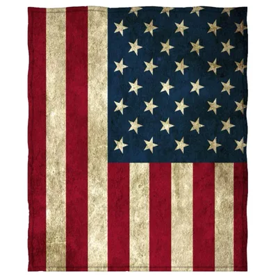 Distressed Flag with Cream Blanket: Vintage Stars and Stripes