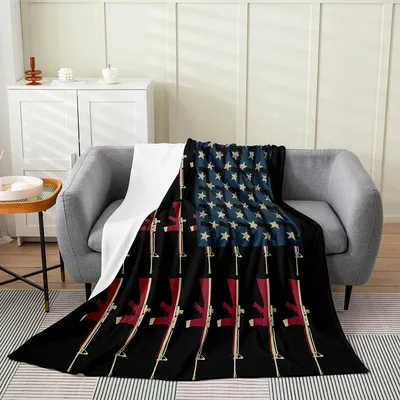 American Flag Rifles Blanket: Vintage Soldier Guns Design
