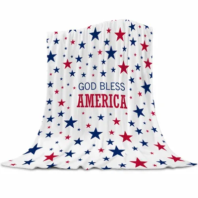 God Bless America Blanket with Red and Blue Stars