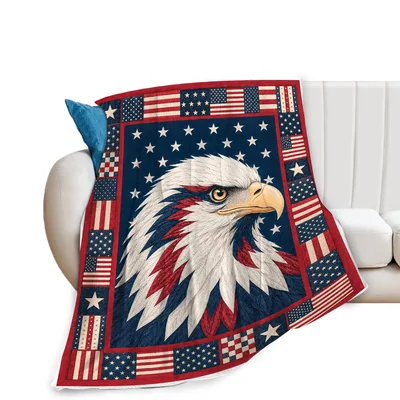 Bald Eagle Patriotic Blanket: Stars, Stripes and a Fierce Gaze