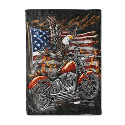 Motorcycle Eagle Blanket: Eagle and Flag Ride