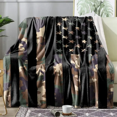 Camo American Flag Blanket for Cozy Days and Gifts