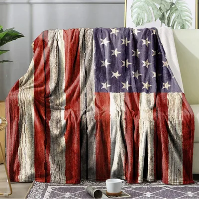 Rustic American Flag Blanket
