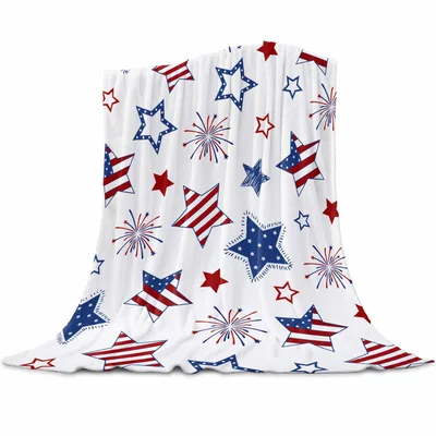 American Flag Stars Fireworks Blanket for Patriotic Days
