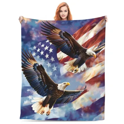 Soaring Eagles Blanket: American Flag Design for Cozy Nights