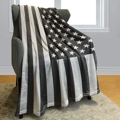 Black and White American Blanket: Monochrome Flag Design