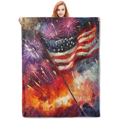 American Flag Fireworks Blanket: Artistic Patriotic Design