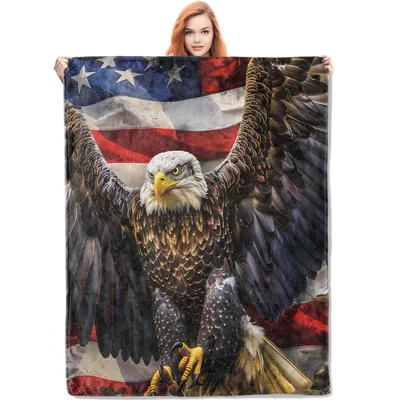 Majestic Eagle Over Stars Blanket for Patriotic Homes