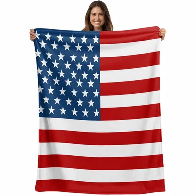 Stars and Stripes Plush Wrap Blanket: American Flag Throw