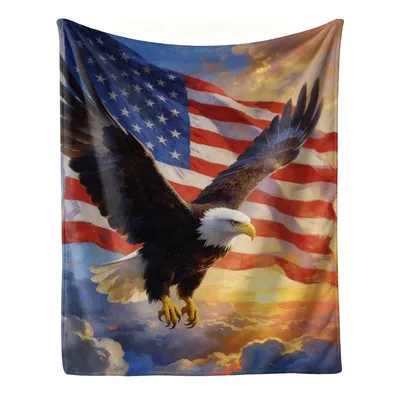 American Eagle Flag Blanket for Patriotic Homes