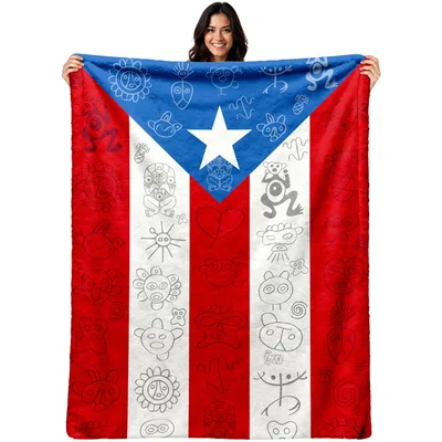 Puerto Rico Flag Blanket with Taino Art Patterns