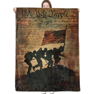Patriotic Soldiers Blanket: Flag and Silhouettes