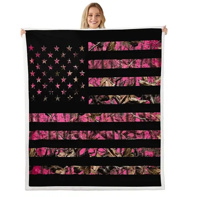 Pink Camo Flag Blanket for Hunting Fans and Friends