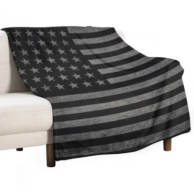 Black American Flag Blanket: Distressed Monochrome Design for Home