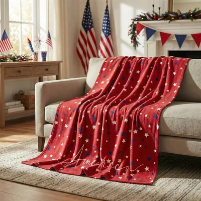 American Stars Red Blanket: Stars Pattern Throw