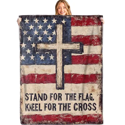 Christian Flag Blanket: Stand for the Flag, Kneel for the Cross