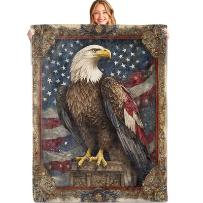 Majestic Eagle Over Starry Blanket - Flag Design