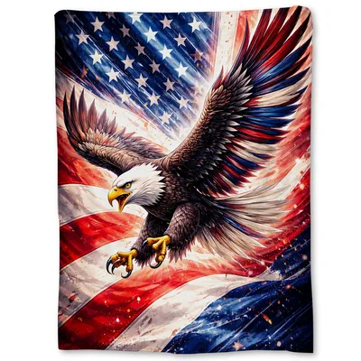 Soaring Bald Eagle American Blanket for Patriotic Homes