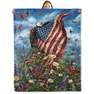 Eagle Flag Wildflower Blanket for Patriotic Homes