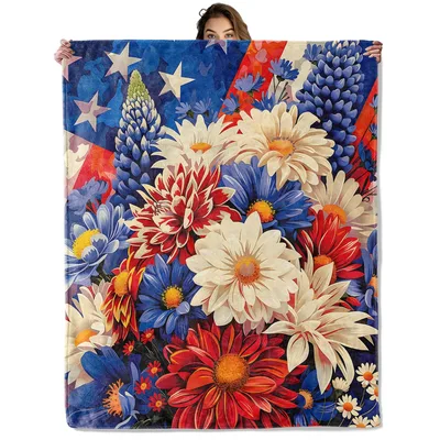 American Floral Blanket for Patriotic Days and Cozy Nights