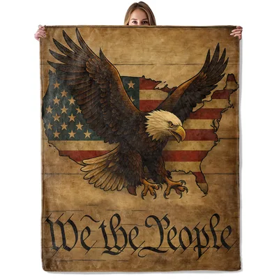 We the People Blanket: Patriotic Eagle Flag Throw