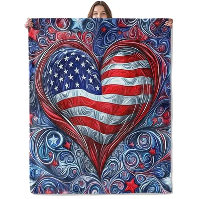 American Flag Heart Blanket for Patriotic Comfort
