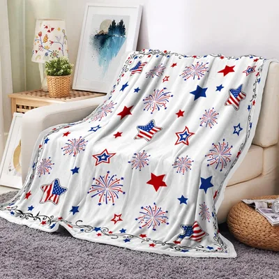 4th of July Stars Blanket featuring red and blue stars