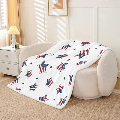 American Flag Stars Pattern Blanket for Patriotic Days