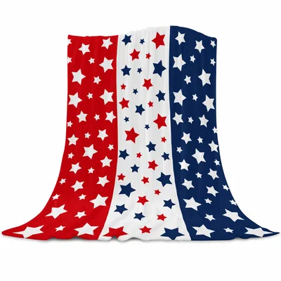 Patriotic Vertical Stripe Stars Blanket for Red, White and Blue Days