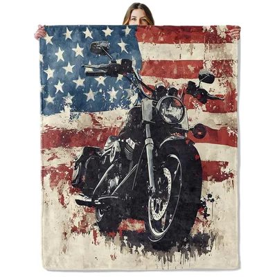 American Biker Blanket: Motorcycle Flag Throw for Riders