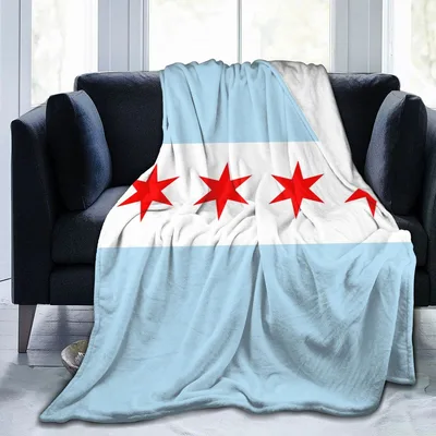 Chicago City Flag Design Blanket featuring the iconic red stars