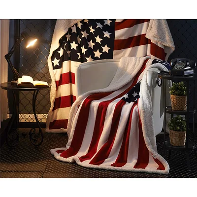 American Flag Patriotic Stars Blanket featuring classic red white