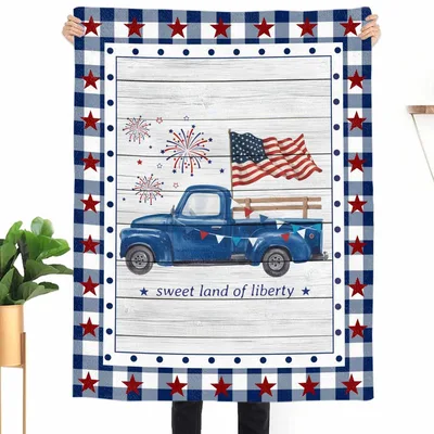 Sweet Land of Liberty Blanket: Vintage Truck and Patriotic Design
