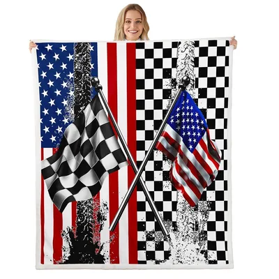 American Flag and Racing Blanket: Patriotic Checkered Design for Fans