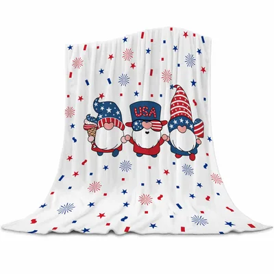 Patriotic Gnomes with Flags Blanket